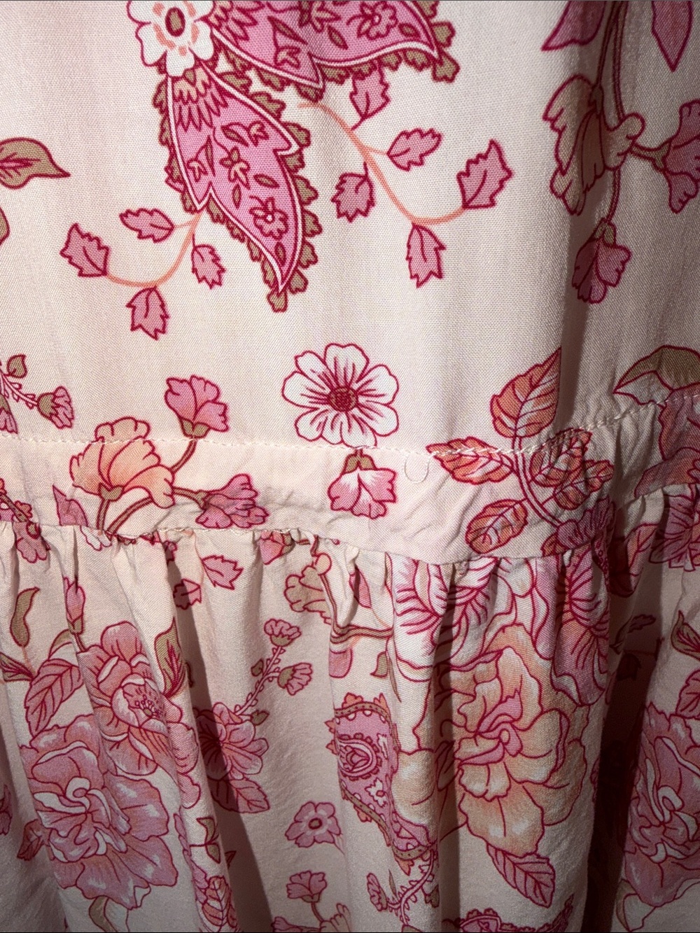 Floral Boho V-Neck Mini Dress in Blush and Rose - Picture 9 of 10
